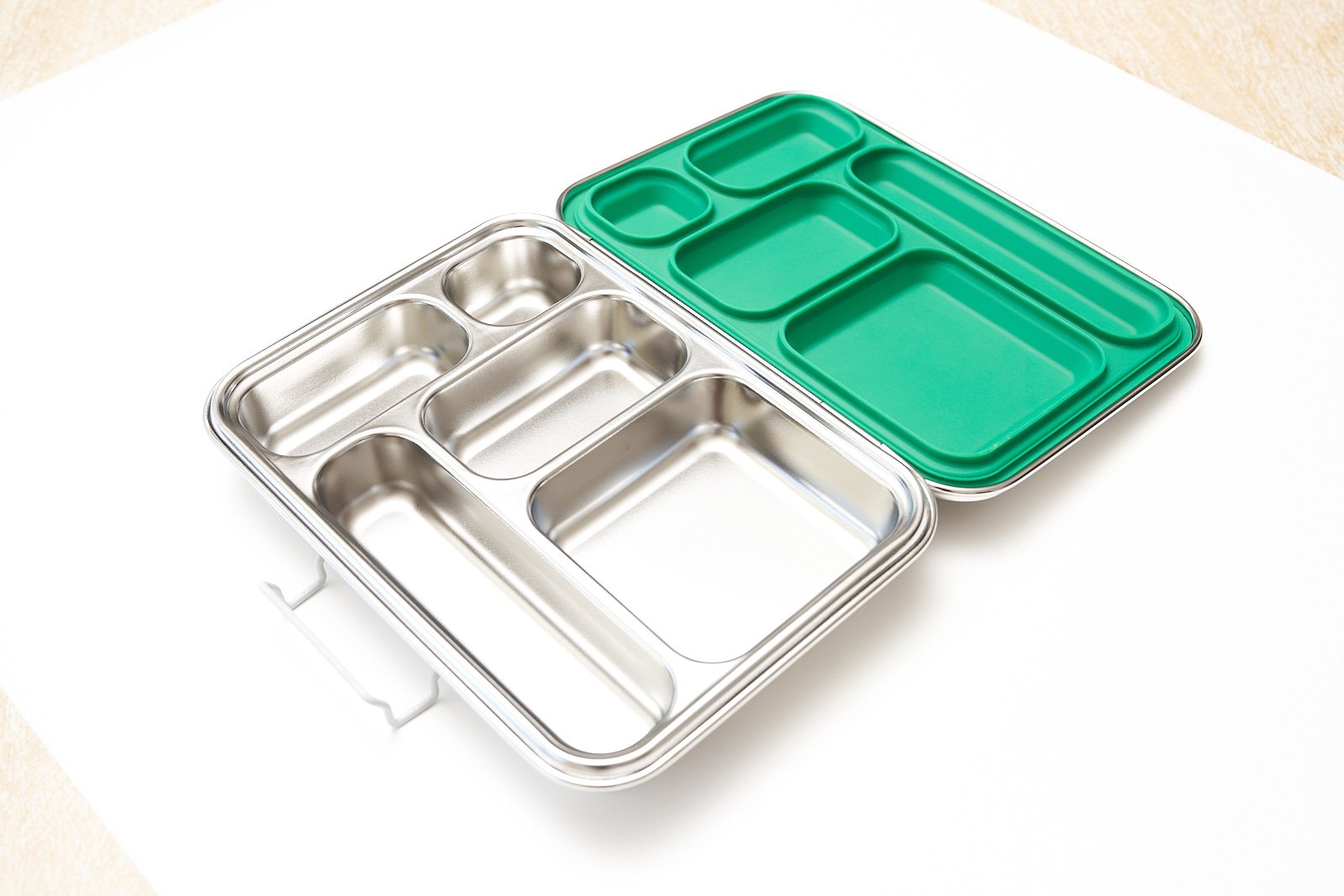 Bento Lunchbox 5 Compartments Green White